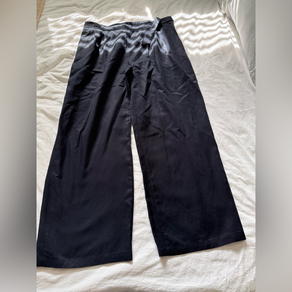Esprit Black Elastic Waist Pants with Red Logo Tab Cotton
